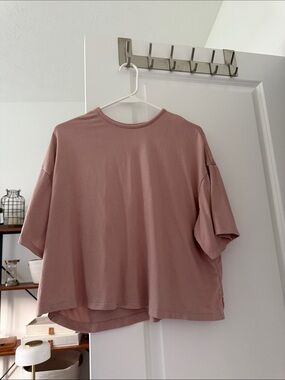 H&M Boxy Short Sleeve Tee in Dusty Rose